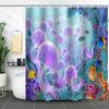 Coastal Marine Shower Curtain: Dolphin, Starfish, Seahorse, Seashell, Sea Turtle - Moisture-Proof, Mildew-Resistant, Waterproof, Beach Bathroom Décor