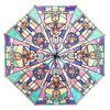 Hand-Painted Design Transparent Umbrella Stained Glass Print Automatic Umbrella  Rain Protection