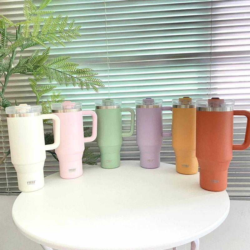 Tyeso Giant Insulated Straw Cup for Office, Home, and Car Use, Stainless Steel Large Capacity Insulated Cup