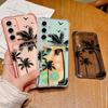 For Samsung S25 Ultra S24 FE S23 S22 A56 A36 A16 A55 Cover Coconut Tree Pattern Soft Silicone Card Slot Shockproof Clear Slim Phone Case