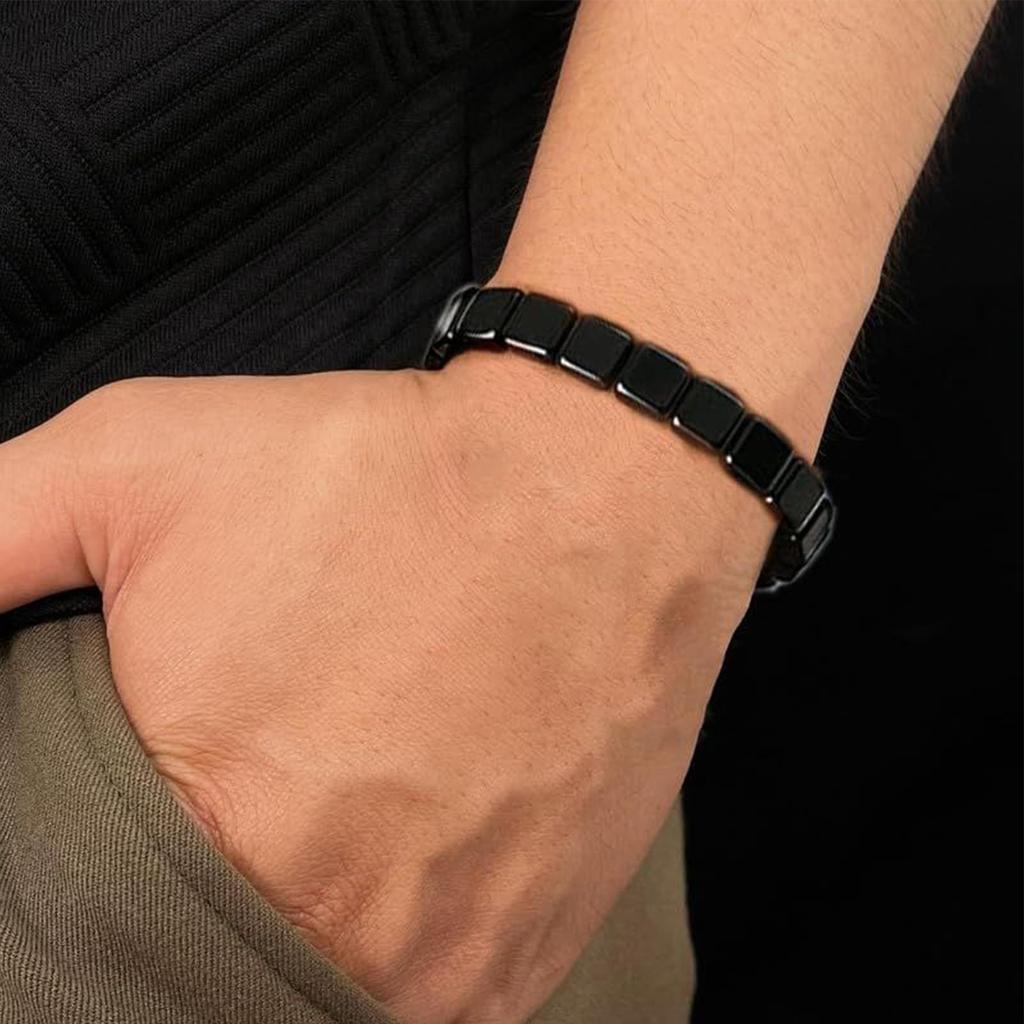 Hematite Bracelet Masculine Bracelet with Natural Hematite Masculine Jewellery Wrist Decor Everyday Wear for Father Husband