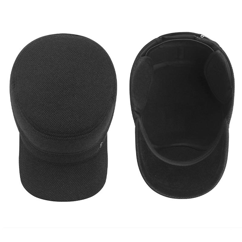 Zimní pánská ochrana uší Větruodolná plochá čepice Teplá venkovní bavlněná čepice pro střední věk a seniory