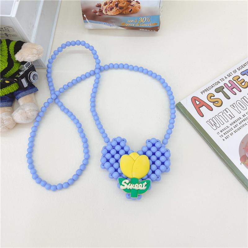 Mini Bolsa Tiracolo de Coração de Pérola Para Crianças Estilosa E Adorável Design Floral Para Meninas