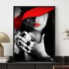 Sexy Roten Lippen Frauen Brennen Geld Bargeld Poster und Drucke Leinwand Gemälde Mode Mädchen Porträt Wand Kunst Bild Bar Wohnkultur