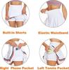 Women's Pleated Tennis Skirt with Pockets and Built-in Shorts - High-Elastic Golf Sports Skort