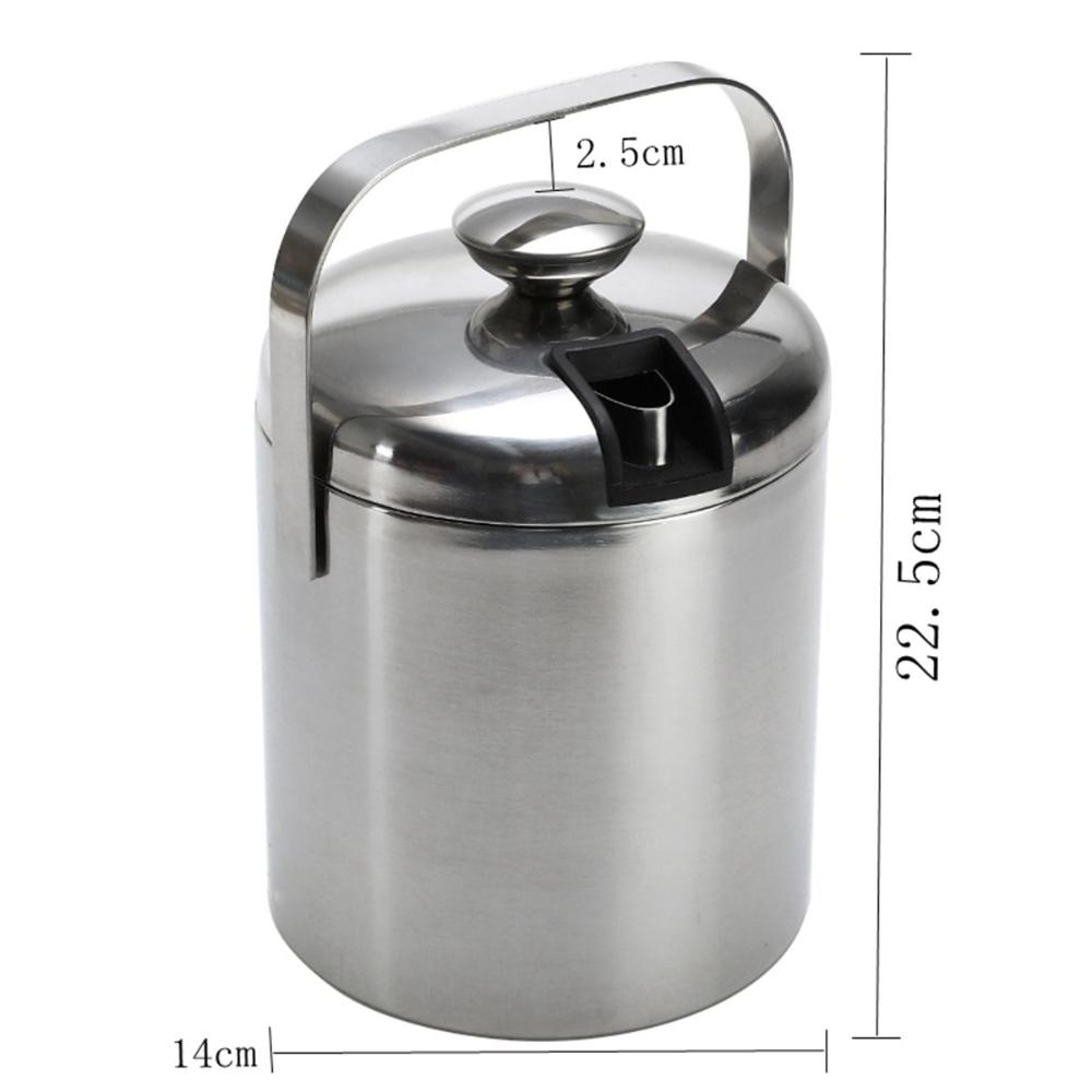 Kitchen Double Walled Wine Beer Bar Ice Bucket Ice Cube Container With Tongs And Lid Cooler