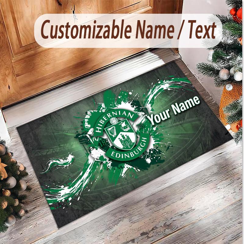 Personalized Crystal Velvet Carpet Hibernian FC Pattern Non Slip Floor Rug