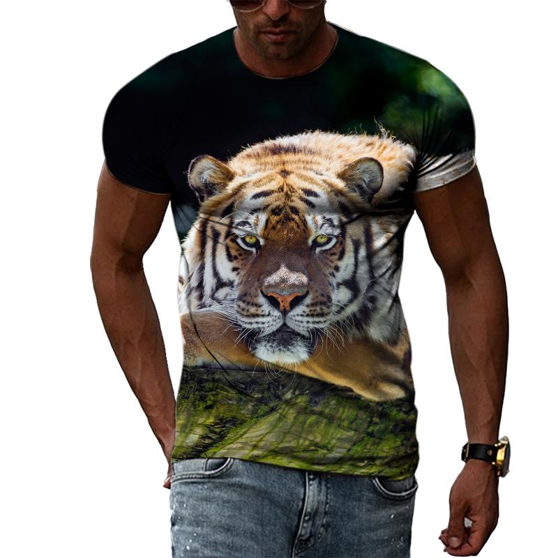 New Year Animal Tiger Graphic T Shirts For Men Summer Fashion Casual Hip Hop Harajuku Style T-shirt 3D Personality Print Tee Top