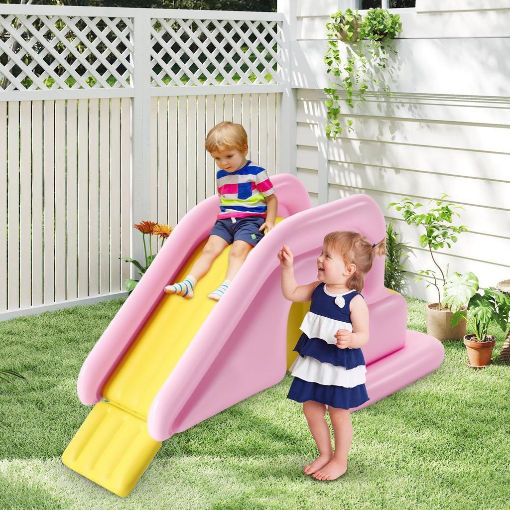 Inflatable Water Slide Swimming Pool Play Center with Built in Sprayers Fun Outdoor Anti-Tipping Water Park Slides Toy for Kids