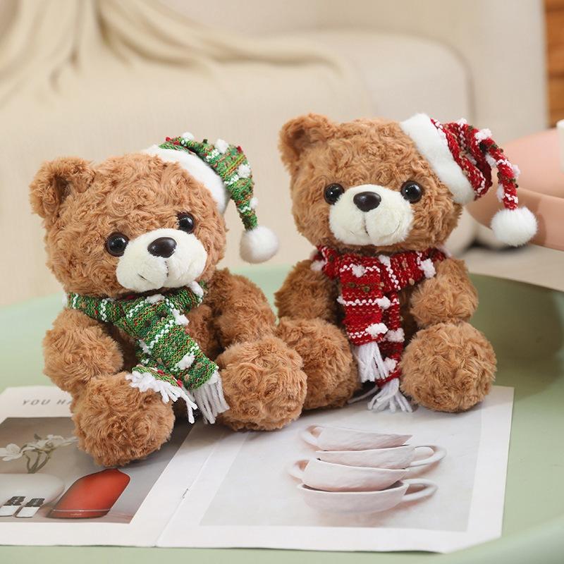 Christmas Scarf Teddy Bear Doll Bear Plush Toy Bear Hug Bear Doll Child Soothing Rag Doll