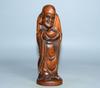 Kinesisk Antikk Buksved Utskåret Fin Arhat Buddha Statue Hjemmedekor Skulptur Kunst