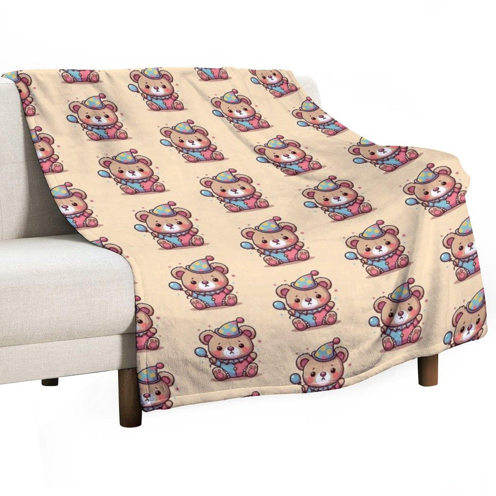 clown bear Throw Blanket Nap For Sofa Thin Thermal Bed linens Blankets 30x40in