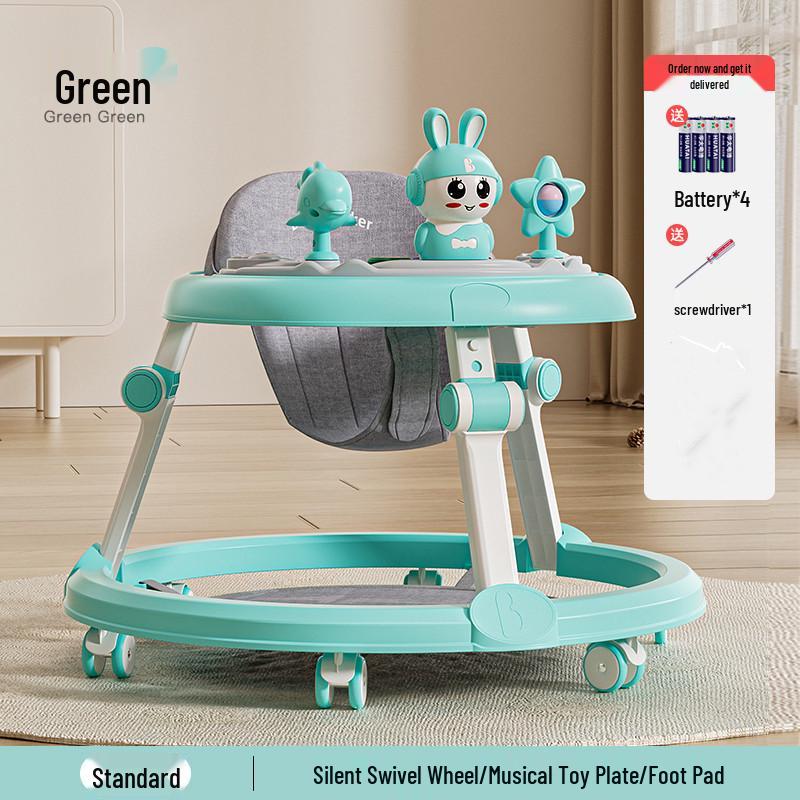 Multifunctional Baby Walker with Music, Lightweight & Foldable for 6-18 Months, Anti-Rollover Design