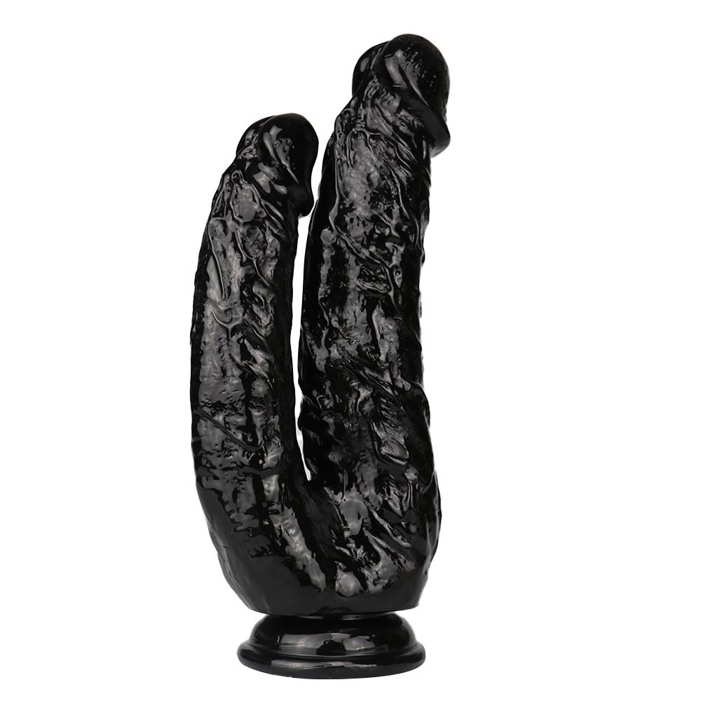 Realistic Double Ended Dildo Sex Toy for Women or Couples Dual Sided Headed Penetration Dong Device with Simulated Penile Sucker
