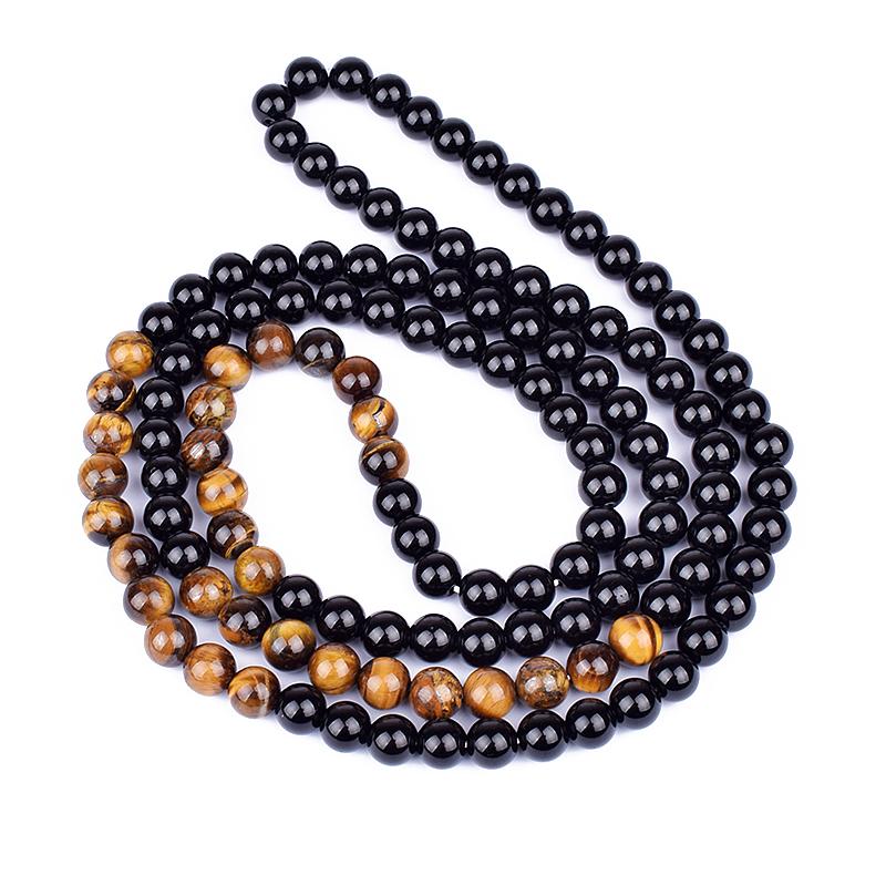Hematite Obsidian Tiger Eye Beads Necklaces Men Fashion Triple Protection Necklaces Women for Magnetic Health Protection Jewelry