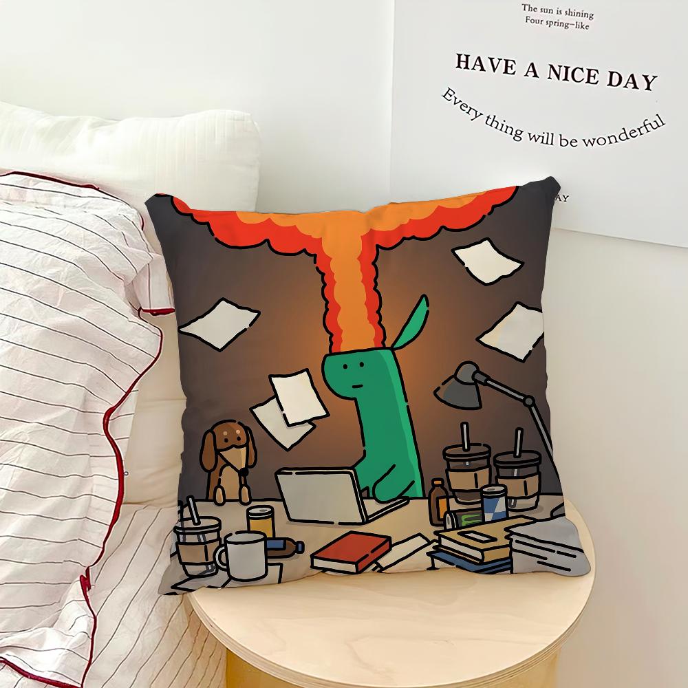 Cartoon Art Joguman Cute Pillow Case Sofa Living Room Bedroom Headboard Backrest Cushion Square Cushion Nap Time