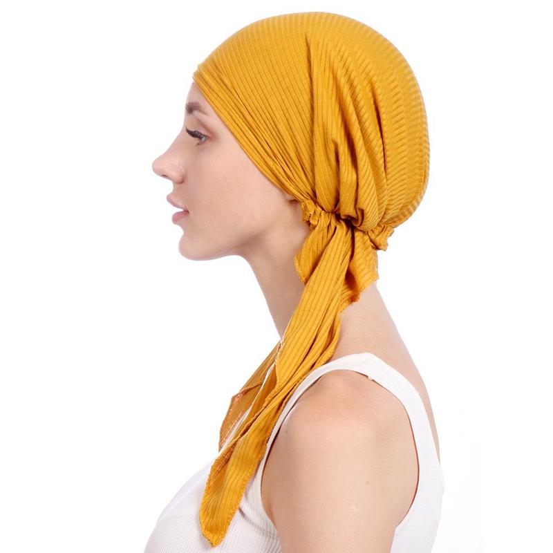 1Pc Polyester Women's Hijab Headscarf Turban Headwrap Cover Muslim Chemo Cap Hair Loss Hat