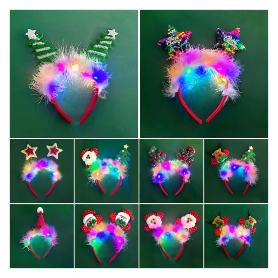 Ženy Dívka Obruč do vlasů LED Vánoční Sobí Dekor Santa Claus Čelenka Kreslený styl Cosplay Čelenka Fotografování Rekvizity