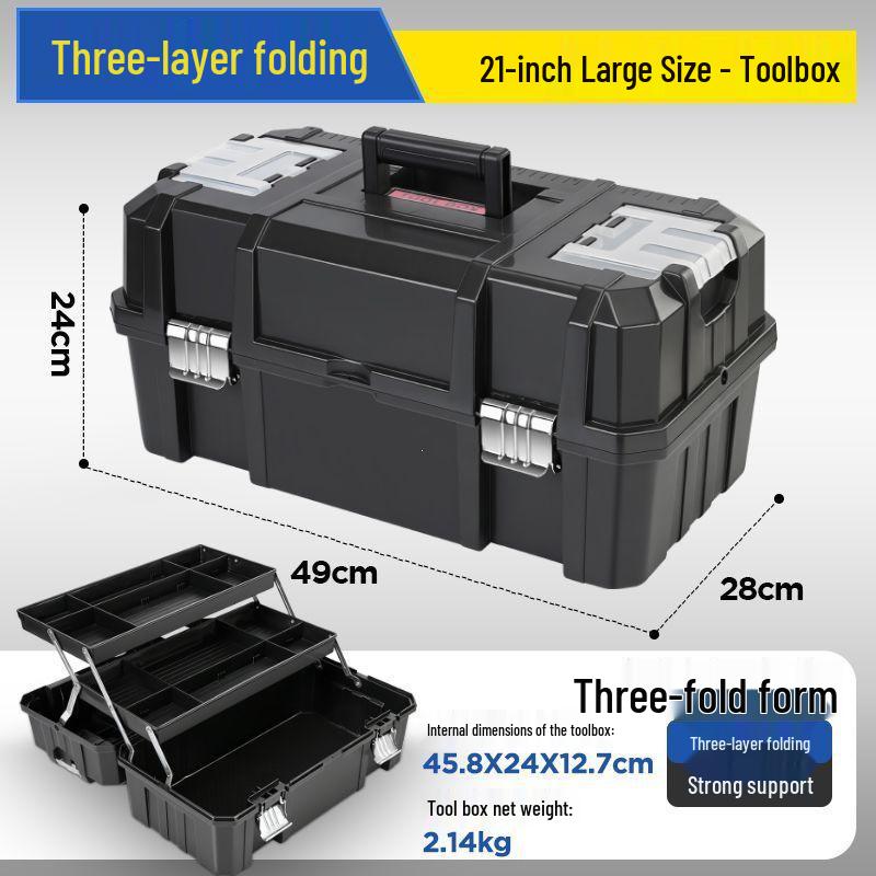 Three-Layer Foldable Tool Box for Household & Electrician Use