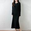 Women Sweater Dress 100% Wool MODERN NEW SAGA O-neck Knit Long Pullover Winter Jumpers Wool Long Dress Female