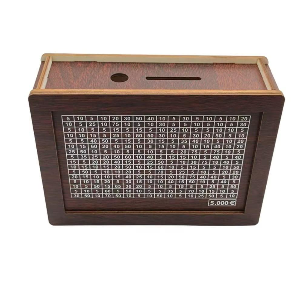 Wiederverwendbare Sparbox aus Holz - 1000/3000/5000/10000 Euro Challenge, Kinder-Bargeldaufbewahrung