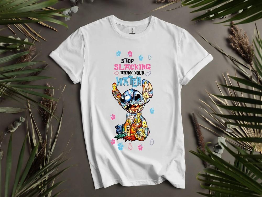 

Stitch Stop Slacking Drink Water T-shirt T shirt Men Women Unisex Tshirt K1002 XL