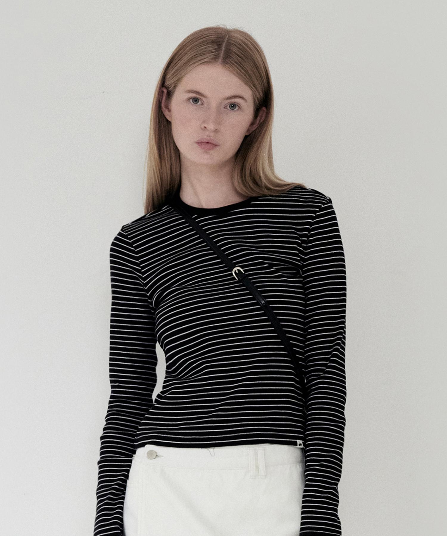 Kirsh Plain Stripe Slim Fit Long Sleeve [Black] 1