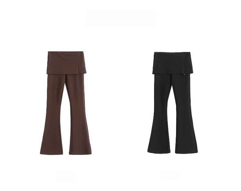 Slim Fit Elastic Knitted Slit Skirt Pants - Women's Short Micro-Flared Style