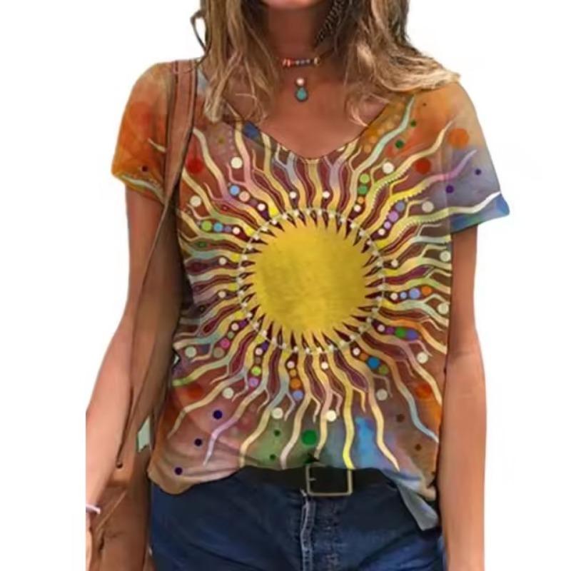 Hawaii Beach T-Shirts Starfish 3D Print Women Short Sleeve T Shirt V-Neck Streetwear Oversized Harajuku Female Tees Top Clothing