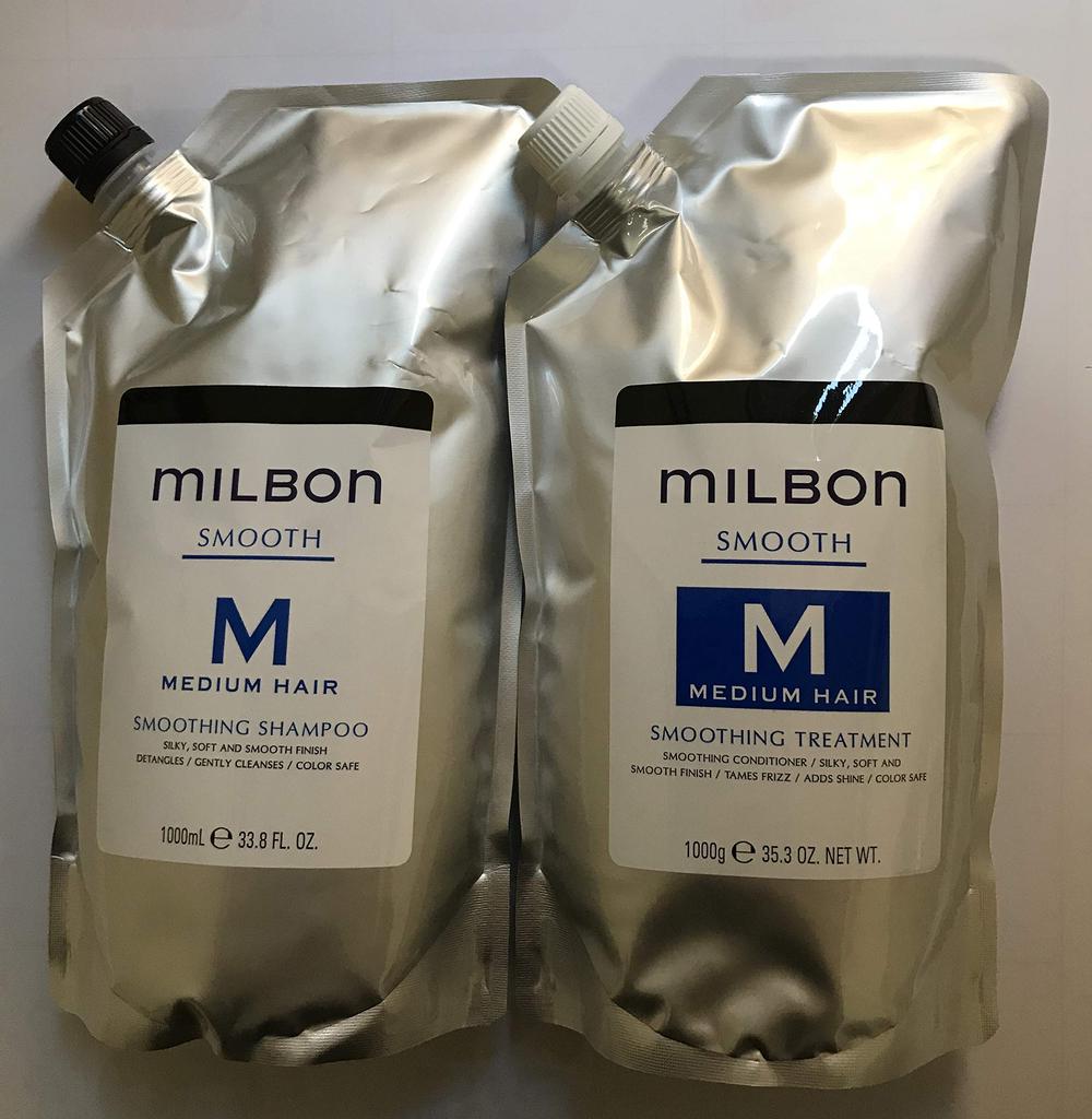 Milbon Smoothing Medium Hair Shampoo and Treatment 1000ml každý originální produkt