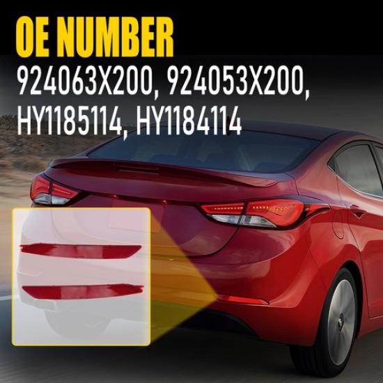 2pcs Bumper Reflector Set For 2014-2016 Hyundai Elantra Rear Left & Right Red