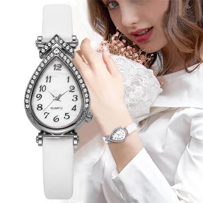 Montre à Quartz Femme Strass Mode Montre-Bracelet Décontractée à Bracelet en Cuir pour Dames Montre pour Filles Reloj Mujer