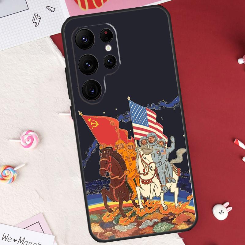 CCCP Soviet Space Propaganda Art Case For Samsung Galaxy S26 Ultra S20 S21 S22 S23 S24 S25 Ultra S10 Plus S25 FE Cover Shell