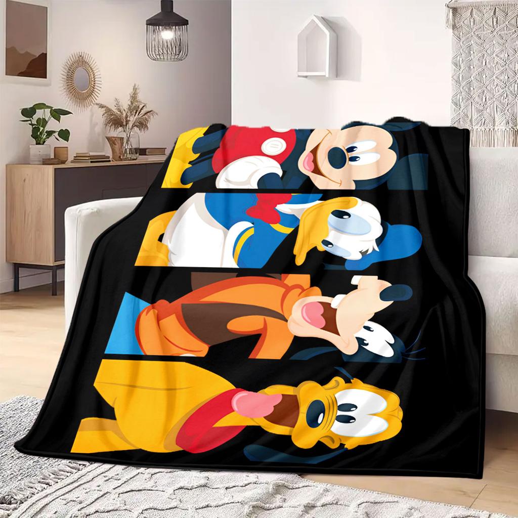 Mickey Print Flannel Blanket Cartoon Home Decor for Sofas Beds Bedrooms Chairs Travel Picnics Unique Gift for All Seasons