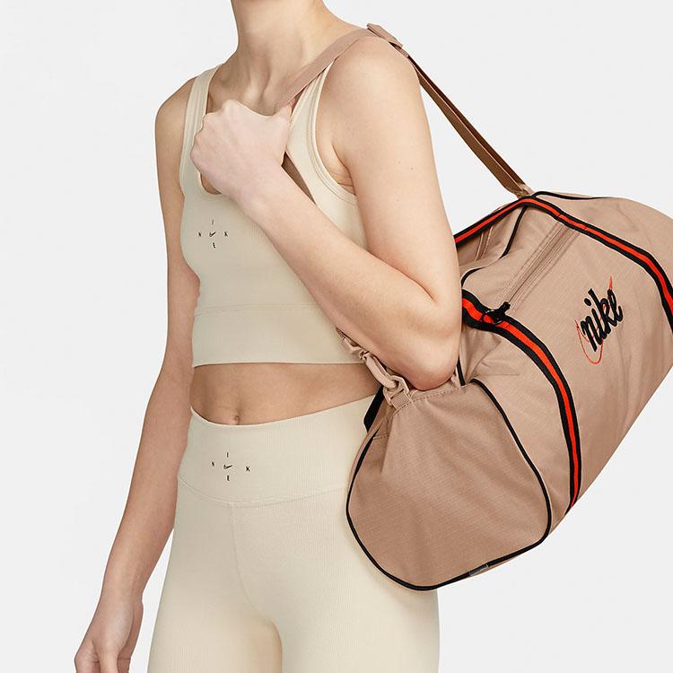 New Nike Fabric Luggage Bag, One Shoulder Portable Training Gym Bag Unisex Linen Yellow DH6863-200