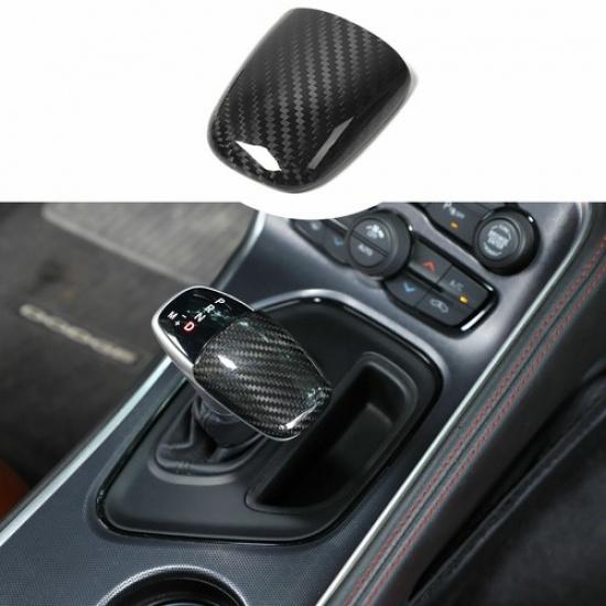 Real Carbon Fiber Gear Shift Knob Cover Fit for Dodge Challenger Charger 2015-20
