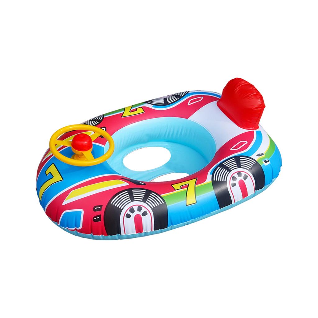 Inflatable Kids Spaceship & Rocket Swimming Ring With Steering Wheel, Water Pool Float Seat