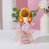 Teachers' Day Crochet Sunflower Bouquet with Eucalyptus Leaf Handmade Knitting Yarn Floral Decoration Home