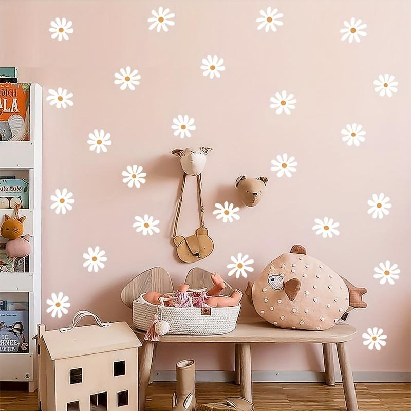 Boho Daisy Blumen Bunte weiße Aquarell Wandaufkleber für Kinderzimmer Wandtattoos Baby Kinderzimmer Home Dekoration Mädchen Schlafzimmer