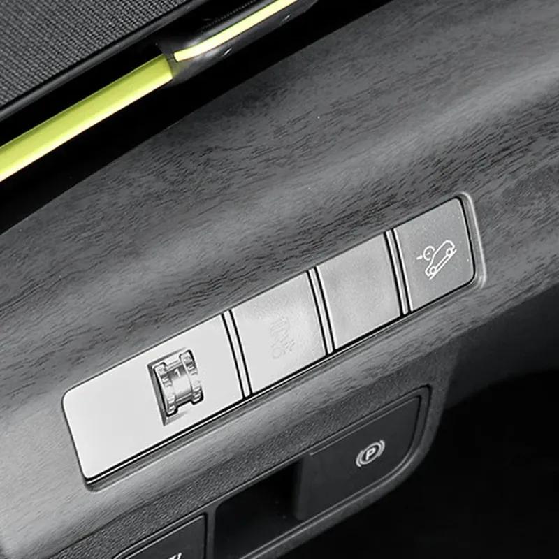 Red Car Interior Carbon Fiber Style ABS Headlight Adjustment Button Cover Trim For Hyundai Kona SX2 2024 LHD