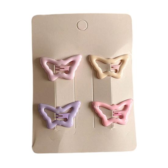 4Pcs Hairpins Hollow Star Heart Butterflies Shape Hair Clips Soft Macaron Colors Gentle BB Clips Kids Hair Accessories