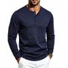 Men S Long Sleeve Henley T Shirt Casual Solid Color