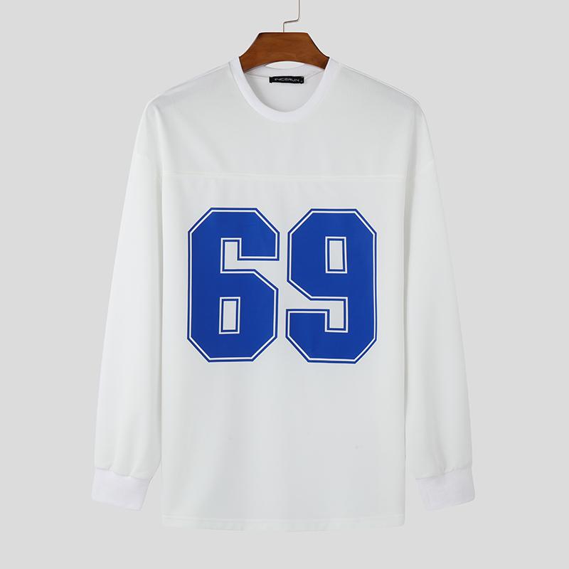 

INCERUN Мужские повседневные свободные свитера с длинным рукавом и круглым вырезом, свитшоты L белый