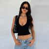 Deep V-neck Open Chest Hanging Neck Top Depth V Neck Low-Cut Halterneck Backless Underwaist