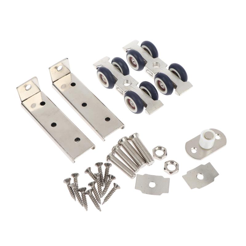 

2Pcs 4/8wheels Sliding Door Roller Hanging Pulley Rail Track 4 Wheels/8 Wheels For Home Room Wood Door Hanging Wheels Rail Track