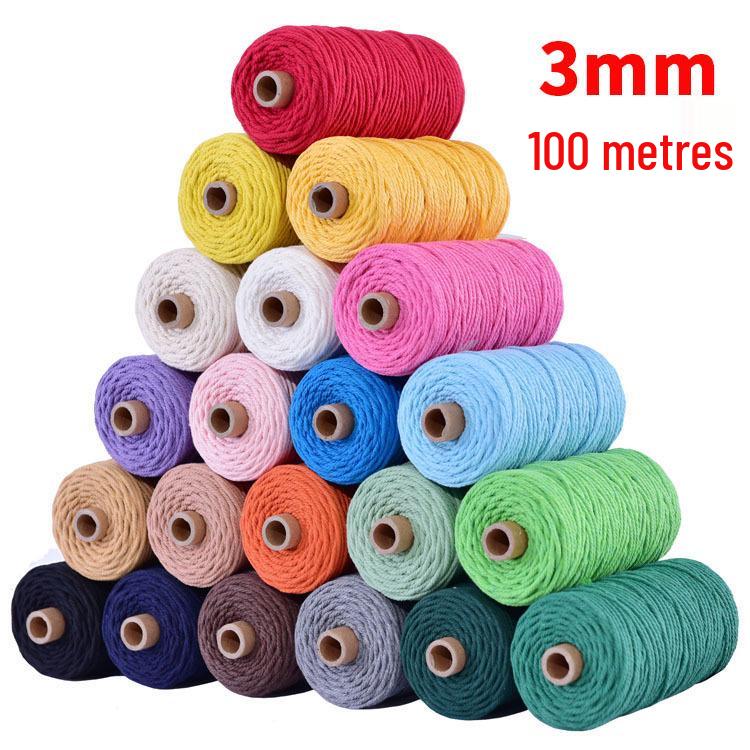 3mm Colored Cotton Rope for DIY Weaving, Tapestry, Binding, and Decorative Use