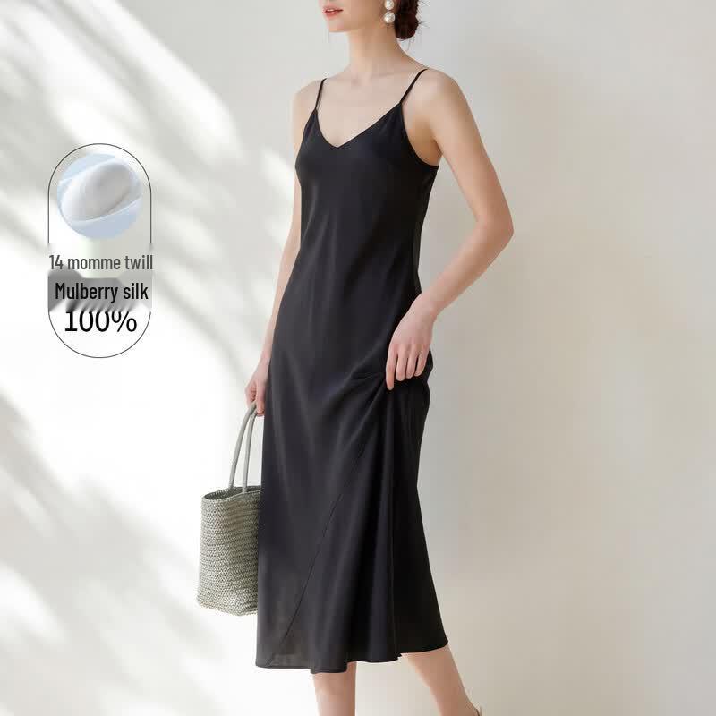 Mulberry Silk Satin V-Neck Camisole Dress 2XL