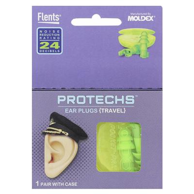 Protechs, Earplugs, Travel, 1 Pair, Case Included