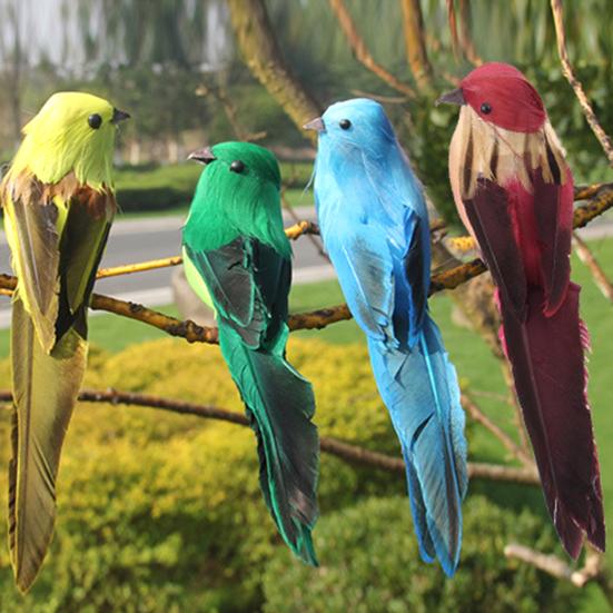 Artificial Bird Three-dimensional Eyes Long Tail Realistic Colorful Fake Animal Bird Garden Prop Decoration for Home