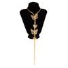 Sweet And Cool Three-Dimensional Flower Pearl Long Necklace, Design Sense Metal Butterfly Snake Bone Chain Necklace